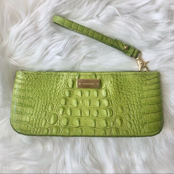 Brahmin Handbags - BRAHMIN Chartreuse Green Reptile Leather Clutch